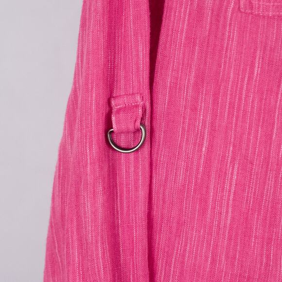 Coldwater Creek Women's 100% Linen Top MEDIUM Colorful Pink Beach Coastal Casual - Picture 4 of 8